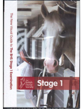 Cover of a DVD titled 'The New Visual Guide to the BHS Stage 1 Examination' featuring an image of a horse.
